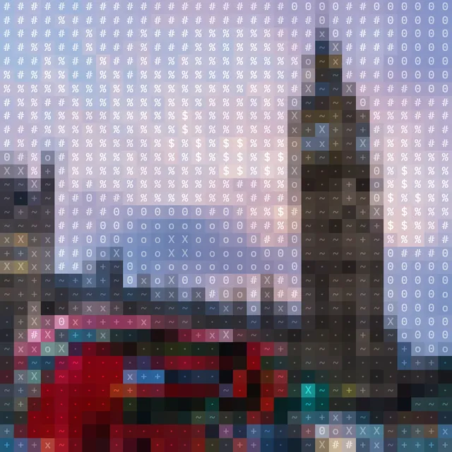 Pixelated view of Big Ben and a red bus in London